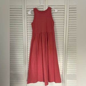 Coral tiered maxi tank dress